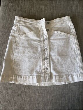 Madewell White Button-Front Mini Skirt